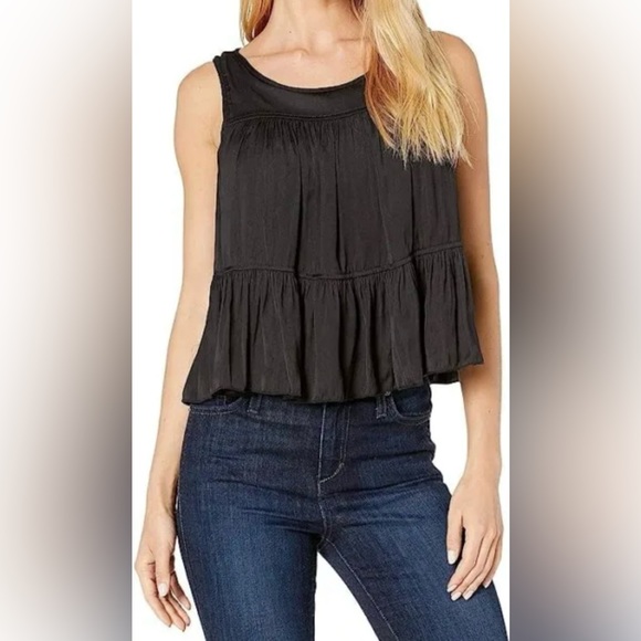 Free People Pretty Please Popover Black Ruffle Tier Bodysuit NEW XS - Picture 4 of 5